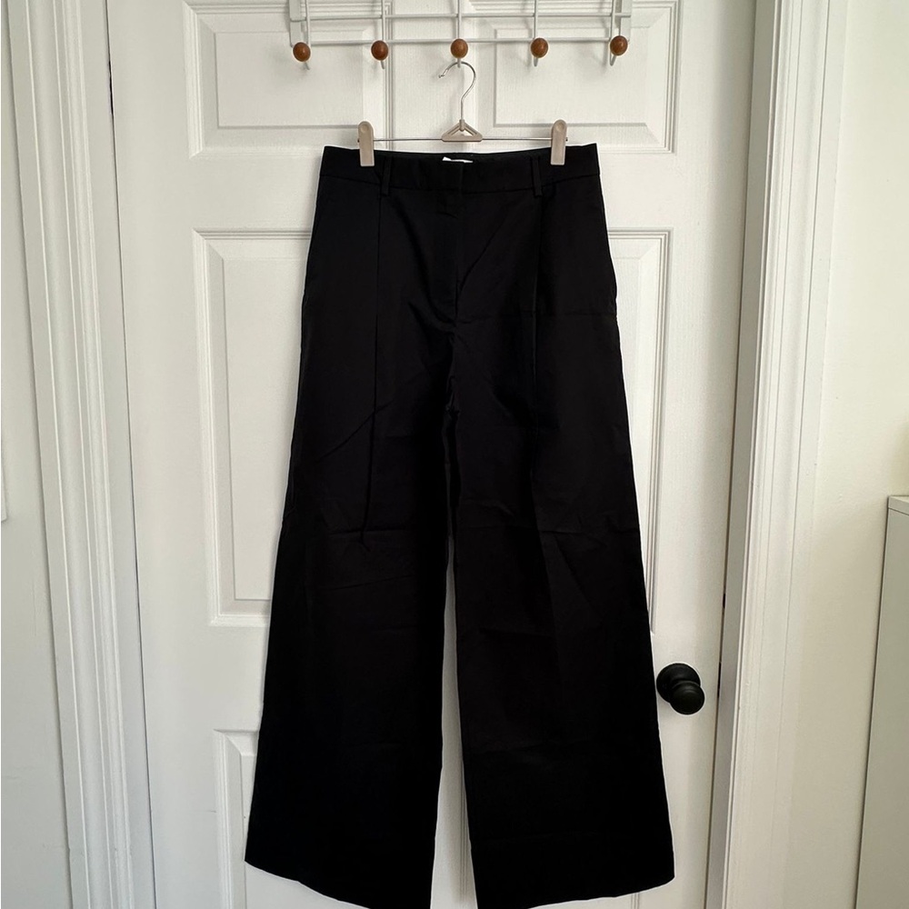 Argent Single Pleat Trouser in Cotton Twill Black Size 10
